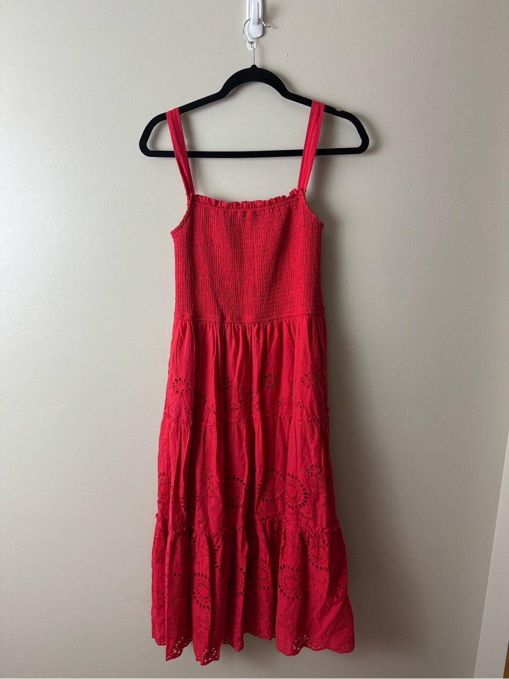 Audrey Parks Eyelet Maxi Cotton Dress Summer Minimalist Cottagecore Boho Medium